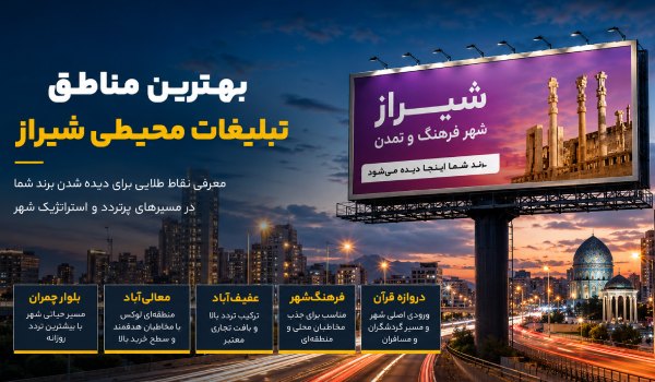 بهترین مناطق تبلیغات محیطی شیراز